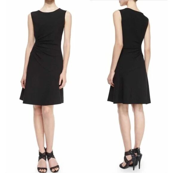 Diane Von Furstenberg Dayna Ruched Fit-and-Flare‎ Dress Black Size 0 XS - Picture 1 of 8
